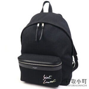 Saint Laurent City Backpack Canvas Embroidery Black Rucksack Daypack